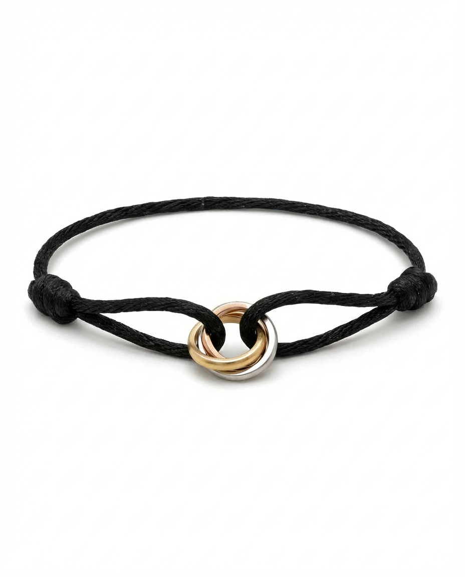 Rings Bracelet in obsidian cord